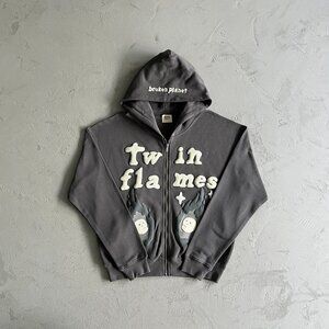 Broken Planet Twin Flames Zip Uphoodie Gray